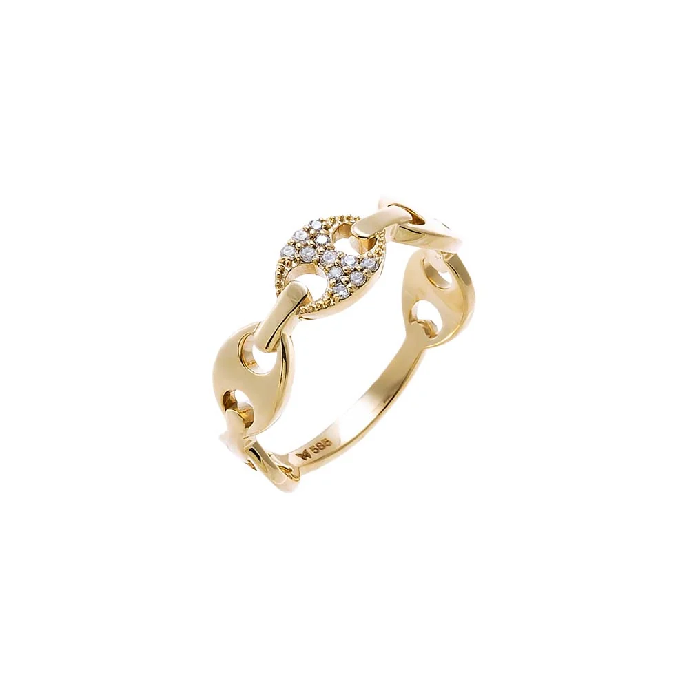 Diamond Pave Accented Mariner Eternity Ring 14K