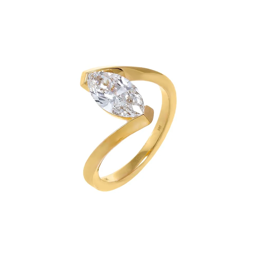 Lab Grown Diamond Floating Marquise Ring 14K