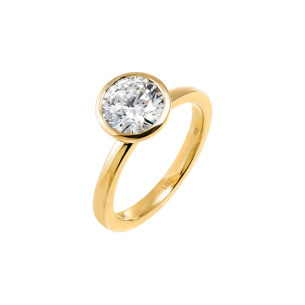 Lab Grown Diamond Rounded Bezel Ring 14K