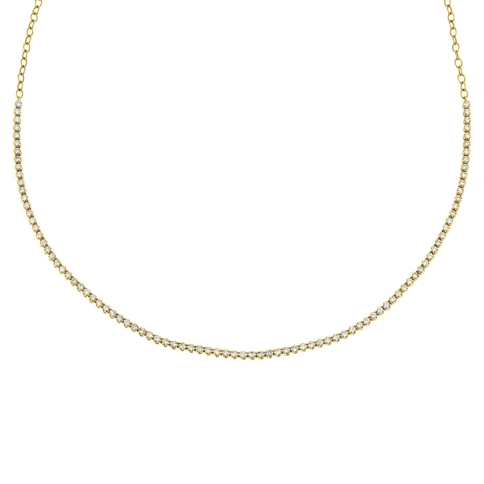 Thin Diamond Tennis Choker 14K