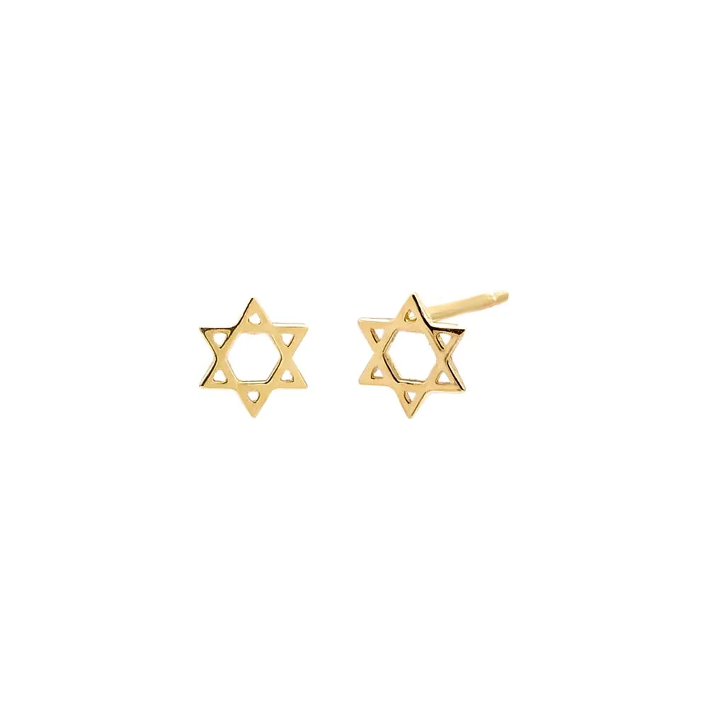 Solid Mini Star of David Stud Earring 14K