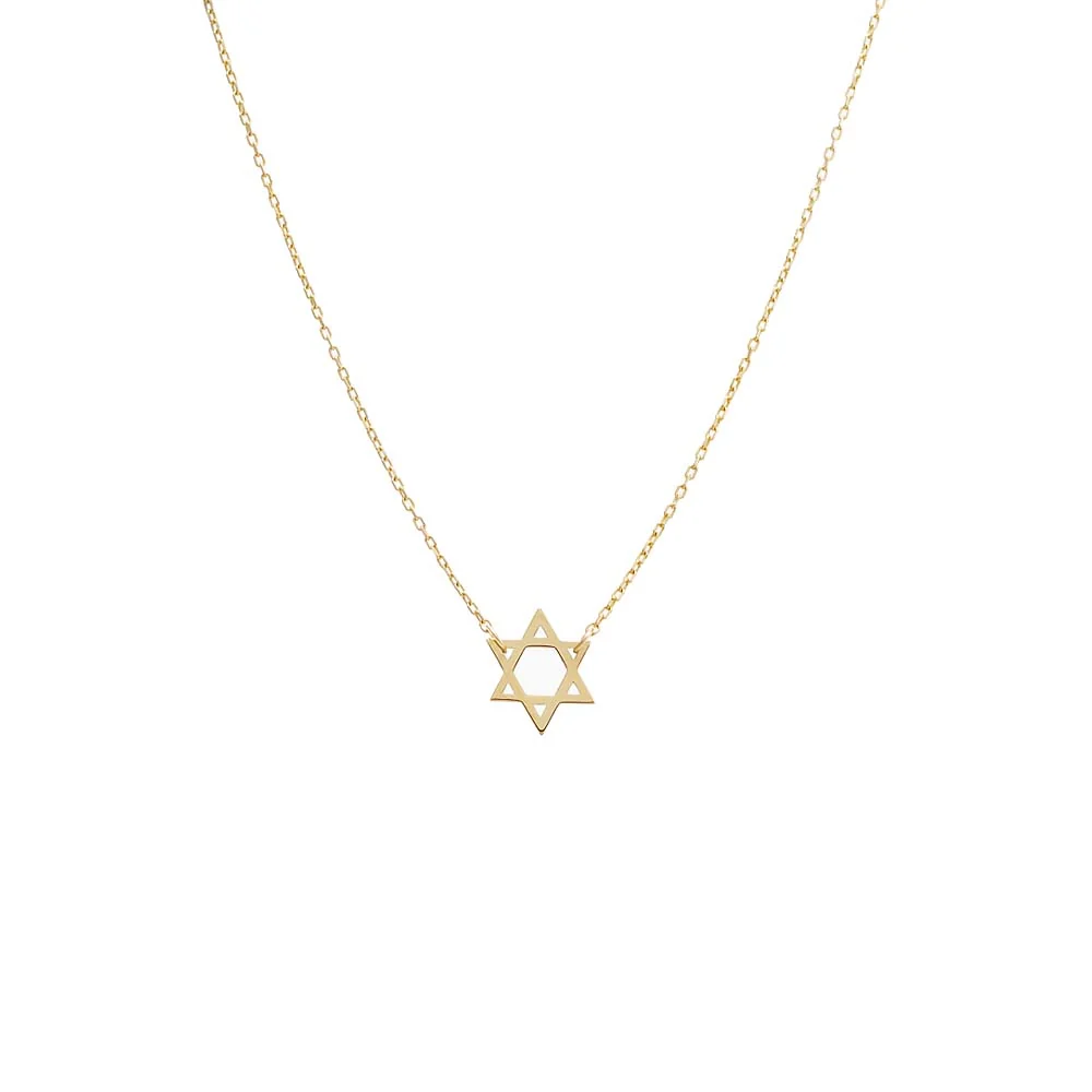 Solid Star of David Necklace 14K