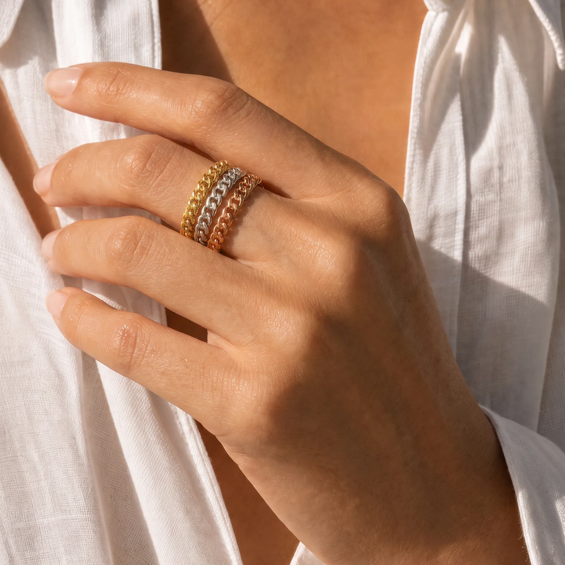 Triple Cuban Trio Color Ring Set - Image 2