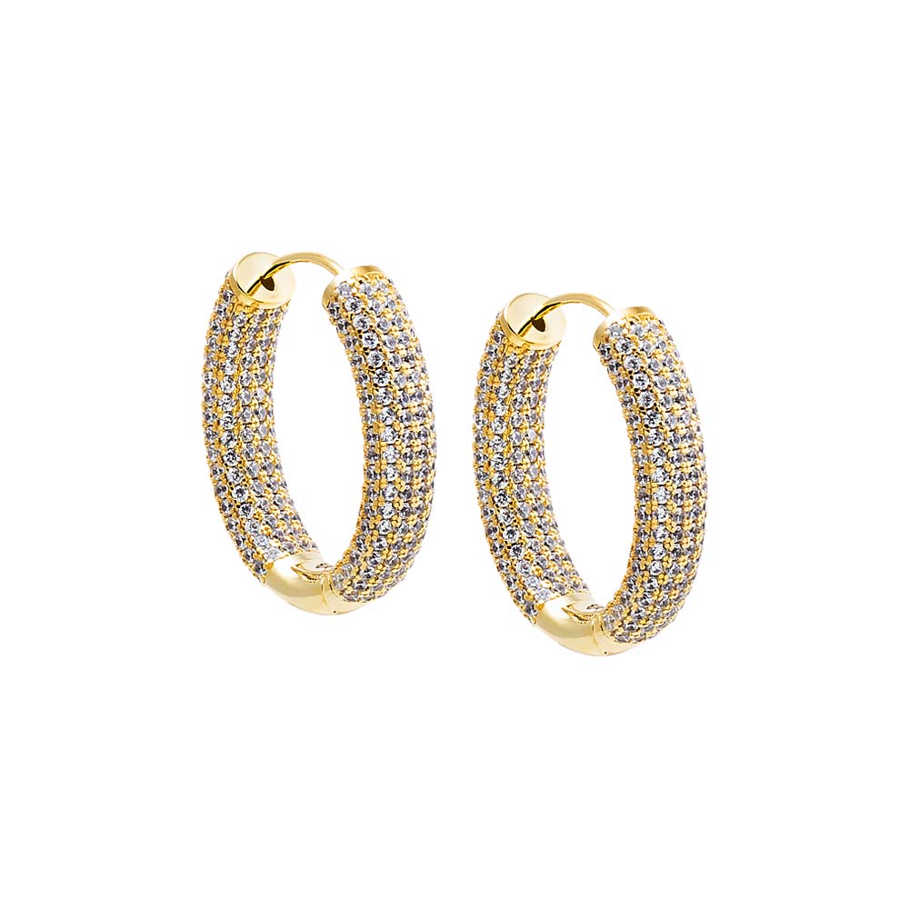 Oval CZ Pavé Wide Hoop Earring