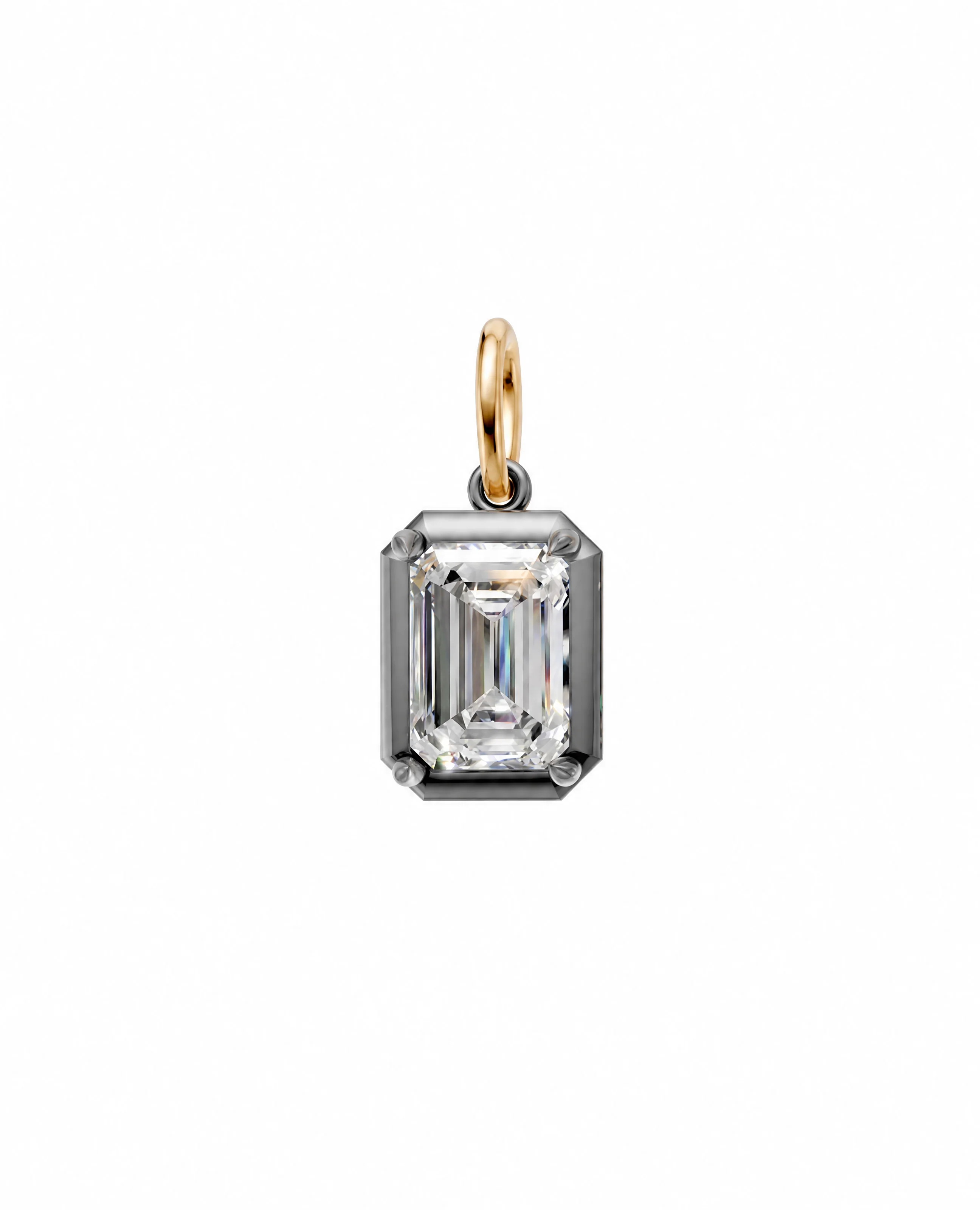 Lab Grown Diamond 3 Carat Emerald Encased Charm 14K