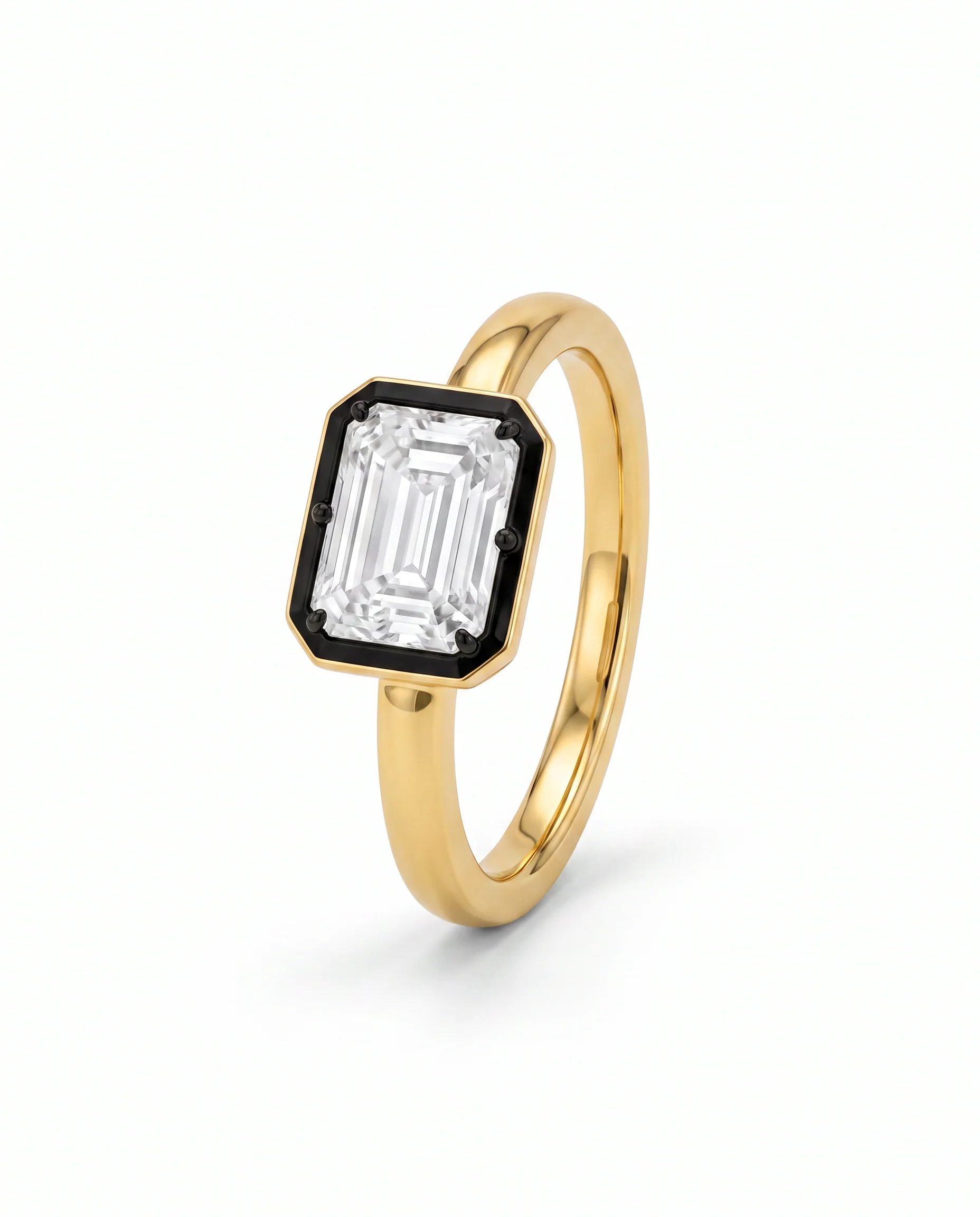 Lab Grown Diamond Emerald Encased East/West Pink Ring 14K