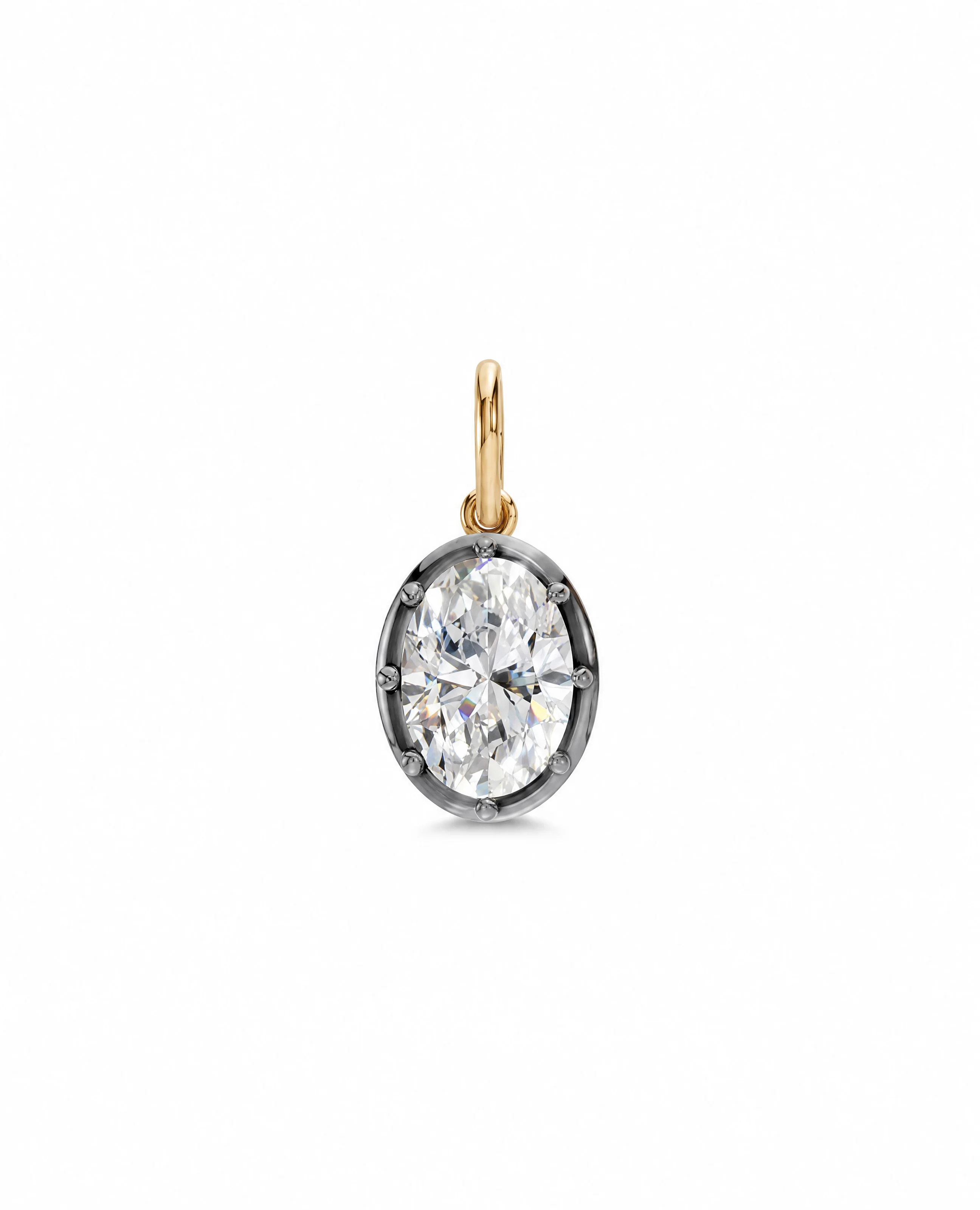Lab Grown Diamond 3 Carat Oval Encased Charm 14K